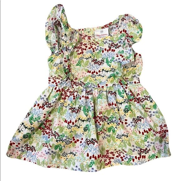 Hanna Andersson Floral Ruffle Top Dress sz 100 - Picture 1 of 7